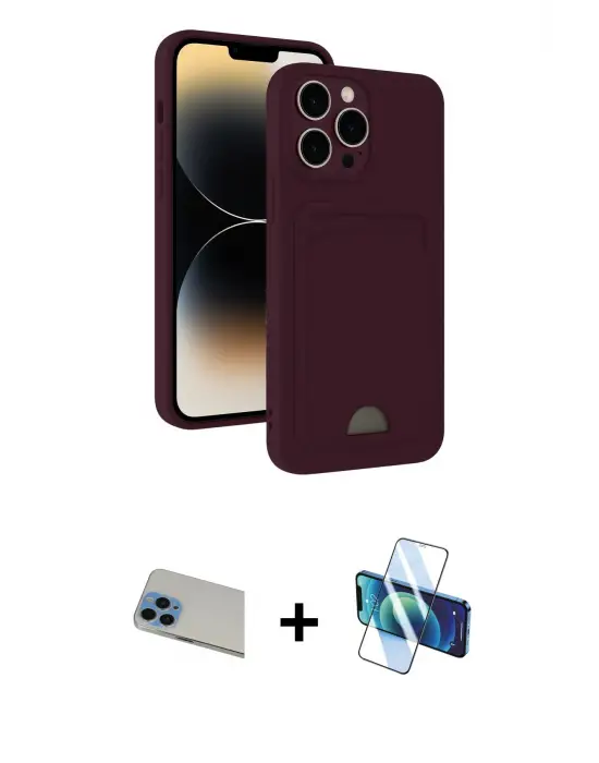 ieg™ iPhone 13 Pro Max Kılıf Vadi Çizgi Prime - Siyah 3D Antistatik Cam Ekran Koruyucu + Rainbow Kamera Lens Koruma Cam - MI