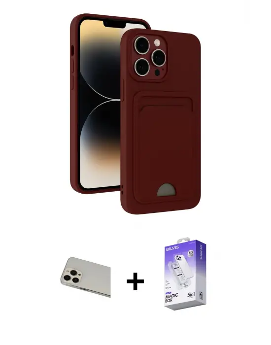 ieg™ iPhone 13 Pro Max Kılıf Vadi Çizgi Prime - Siyah Bilvis 5in1 3D Magic Cam Ekran Koruyucu + Rainbow Kamera Lens Koruma Cam - REGD