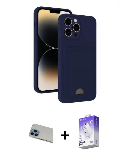 ieg™ iPhone 13 Pro Max Kılıf Vadi Çizgi Prime - Siyah Bilvis 5in1 3D Magic Cam Ekran Koruyucu + Rainbow Kamera Lens Koruma Cam - MI