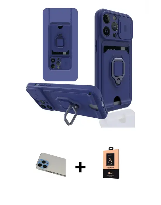 ieg™ iPhone 13 Pro Max Kılıf Vadi Form Prime - Şeffaf Maxco Cam Ekran Koruyucu + Rainbow Kamera Lens Koruma Cam - MI