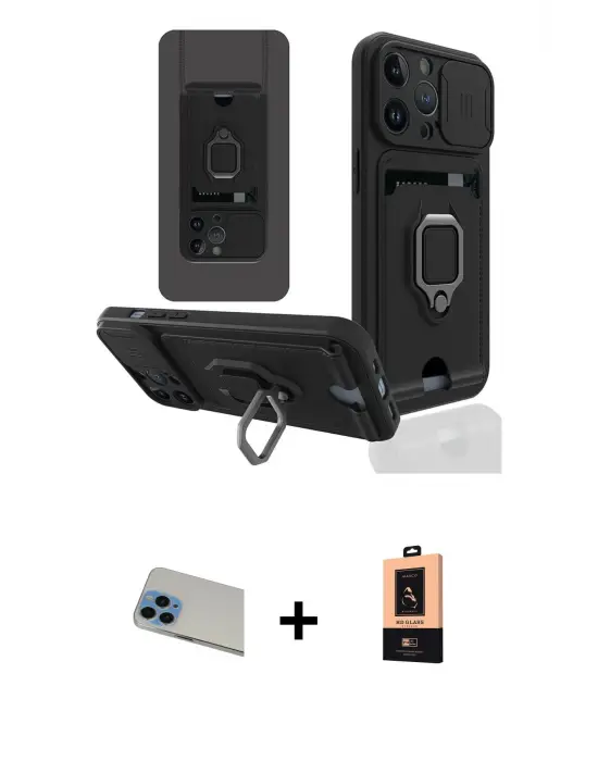 ieg™ iPhone 13 Pro Max Kılıf Vadi Form Prime - Şeffaf Maxco Cam Ekran Koruyucu + Rainbow Kamera Lens Koruma Cam - MI