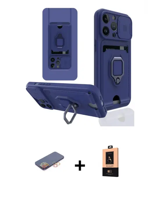 ieg™ iPhone 13 Pro Max Kılıf Vadi Form Prime - Şeffaf Maxco Cam Ekran Koruyucu + Renkli Kamera Lens Koruma Cam - TU