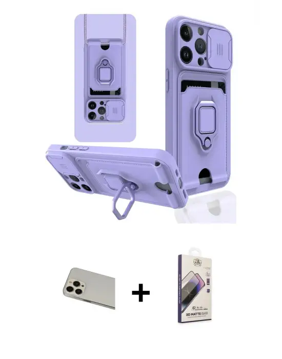 ieg™ iPhone 13 Pro Max Kılıf Vadi Form Prime - Siyah Bilvis 3D Mat Cam Ekran Koruyucu + Rainbow Kamera Lens Koruma Cam - REGD
