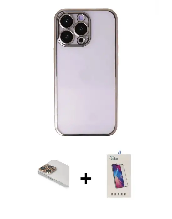 ieg™ iPhone 13 Pro Max Kılıf Vadi Minimal - Siyah Joko 5D Cam + Pers Alüminyum Kamera Lens - GD