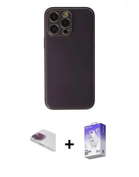 ieg™ iPhone 13 Pro Max Kılıf Yadigar Klasik - Siyah Bilvis 5in1 3D Magic Cam Ekran Koruyucu + Pers Alüminyum Kamera Lens - GI
