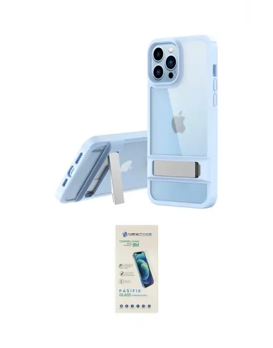 ieg™ iPhone 13 Pro Max Kılıf Yadigar Yansıma - Şeffaf Pasifik Cam Ekran Koruyucu