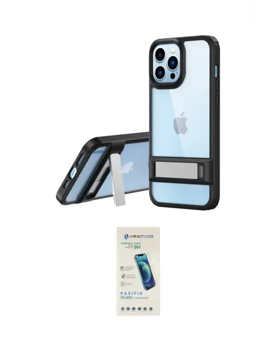 ieg™ iPhone 13 Pro Max Kılıf Yadigar Yansıma - Şeffaf Pasifik Cam Ekran Koruyucu