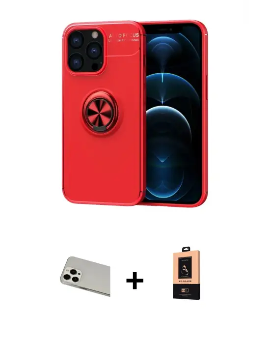 ieg™ iPhone 13 Pro Max Kılıf Yankı Form Prime - Şeffaf Maxco Cam Ekran Koruyucu + Rainbow Kamera Lens Koruma Cam - BZ