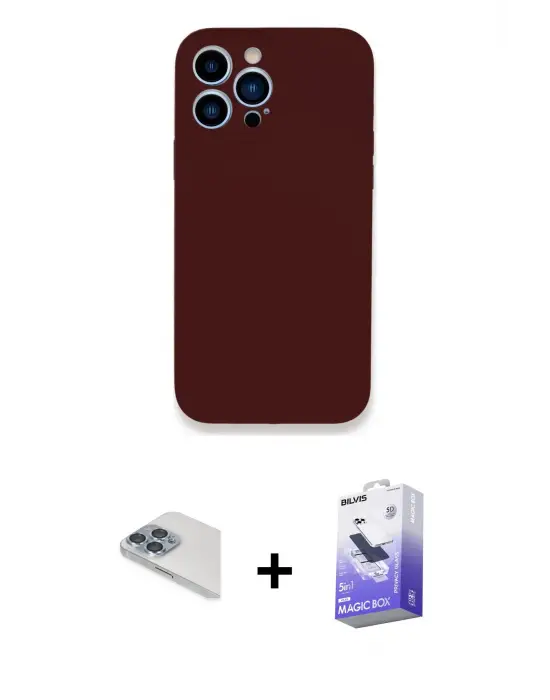 ieg™ iPhone 13 Pro Max Kılıf Zirve Modern Özel Seri - Siyah Bilvis 5in1 5D Magic Hayalet Cam Ekran Koruyucu + Pers Alüminyum Kamera Lens - SABE