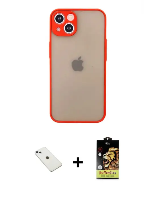 ieg™ iPhone 14 Kılıf Ahenk Çizgi Serisi - Siyah Buffer Cam Ekran Koruyucu + Diamond Kamera Lens - SABE