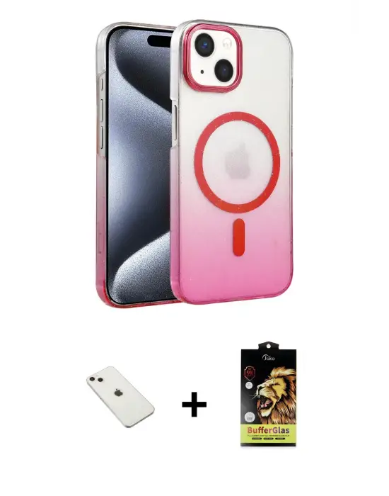 ieg™ iPhone 14 Kılıf Ahenk Doku Özel Seri - Siyah Buffer Cam Ekran Koruyucu + Diamond Kamera Lens - PE