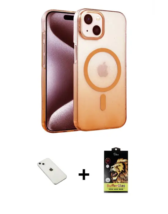 ieg™ iPhone 14 Kılıf Ahenk Doku Özel Seri - Siyah Buffer Cam Ekran Koruyucu + Diamond Kamera Lens - SABE