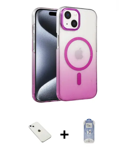 ieg™ iPhone 14 Kılıf Ahenk Doku Özel Seri - Siyah Joko Magic 5D Cam + Diamond Kamera Lens - SABE