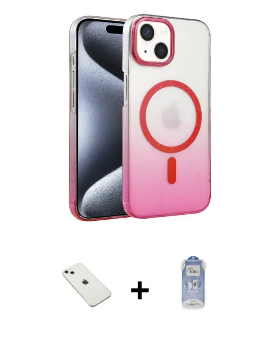ieg™ iPhone 14 Kılıf Ahenk Doku Özel Seri - Siyah Joko Magic 5D Cam + Diamond Kamera Lens - SABE