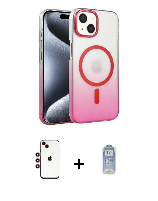 ieg™ iPhone 14 Kılıf Ahenk Doku Özel Seri - Siyah Joko Magic 5D Cam + Shine Kamera Lens - KI