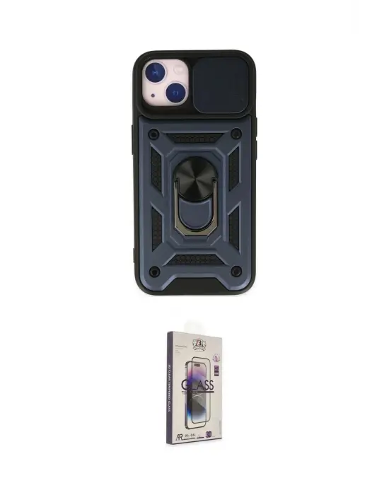 ieg™ iPhone 14 Kılıf Ahenk Klasik - Siyah Bilvis 3D Cam Ekran Koruyucu