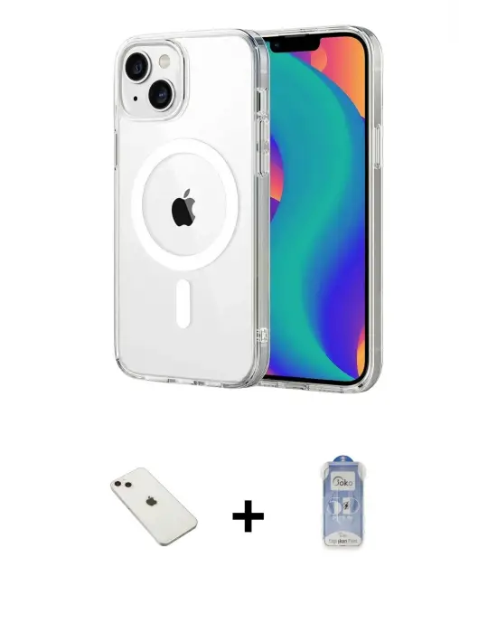 ieg™ iPhone 14 Kılıf Ahenk Minimal Serisi - Siyah Joko Magic 5D Cam + Diamond Kamera Lens - PE