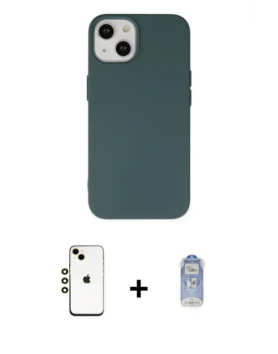 ieg™ iPhone 14 Kılıf Ahenk Serisi - Siyah Joko Magic 5D Cam + Shine Kamera Lens - GD