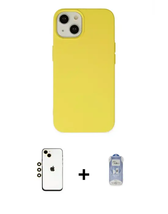 ieg™ iPhone 14 Kılıf Ahenk Serisi - Siyah Joko Magic 5D Cam + Shine Kamera Lens - GD