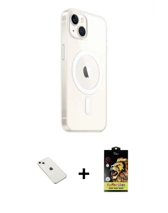 ieg™ iPhone 14 Kılıf Ahenk Yansıma Prime - Siyah Buffer Cam Ekran Koruyucu + Diamond Kamera Lens - PE