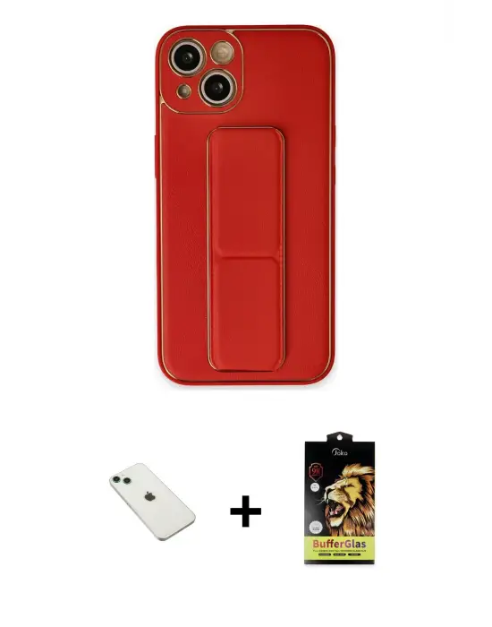 ieg™ iPhone 14 Kılıf Akış Doku - Siyah Buffer Cam Ekran Koruyucu + Diamond Kamera Lens - YL