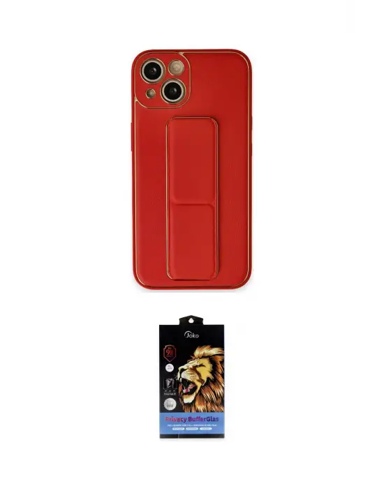 ieg™ iPhone 14 Kılıf Akış Doku - Siyah Buffer Hayalet Cam Ekran Koruyucu