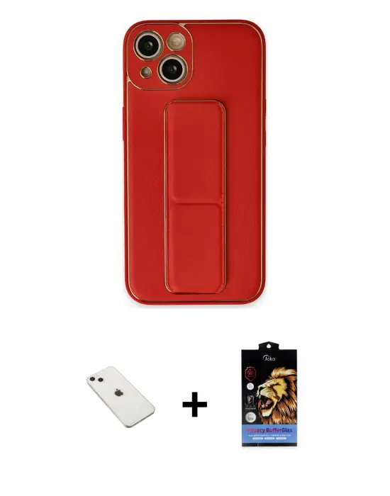 ieg™ iPhone 14 Kılıf Akış Doku - Siyah Buffer Hayalet Cam Ekran Koruyucu + Diamond Kamera Lens - PE