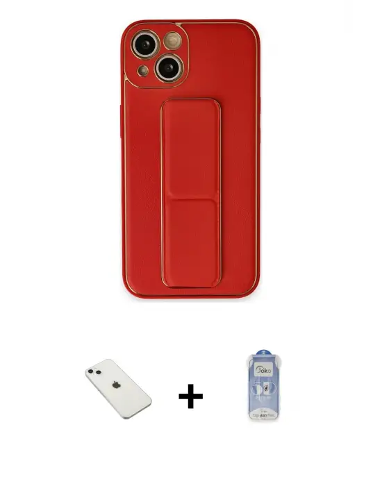 ieg™ iPhone 14 Kılıf Akış Doku - Siyah Joko Magic 5D Cam + Diamond Kamera Lens - SABE
