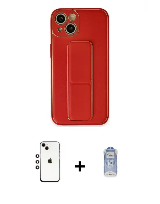 ieg™ iPhone 14 Kılıf Akış Doku - Siyah Joko Magic 5D Cam + Shine Kamera Lens - GI