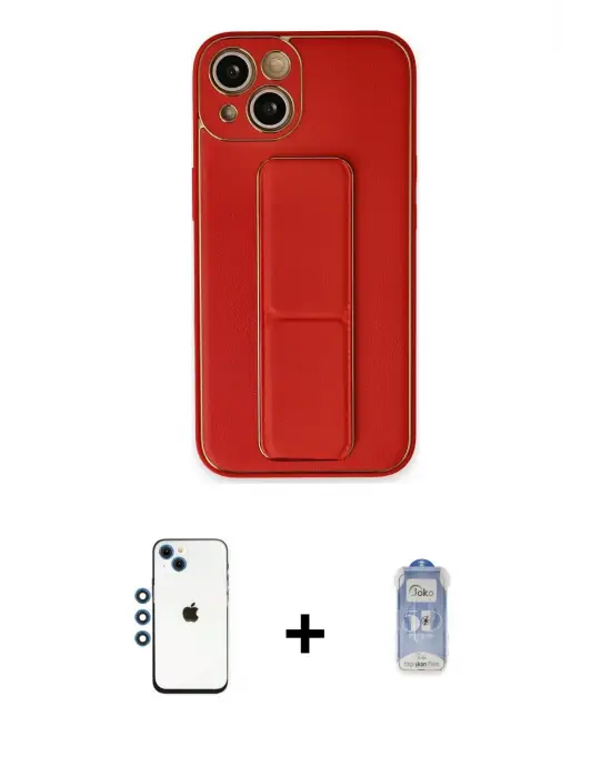 ieg™ iPhone 14 Kılıf Akış Doku - Siyah Joko Magic 5D Cam + Shine Kamera Lens - MI
