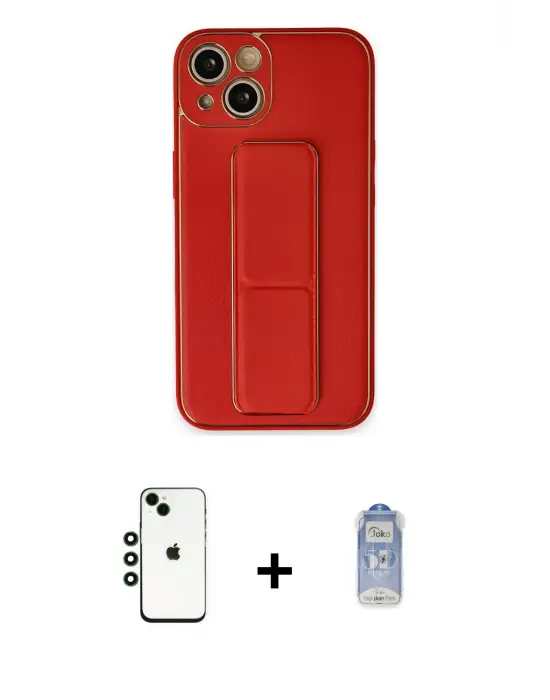 ieg™ iPhone 14 Kılıf Akış Doku - Siyah Joko Magic 5D Cam + Shine Kamera Lens - YL