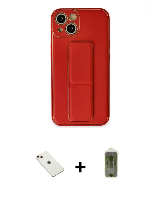 ieg™ iPhone 14 Kılıf Akış Doku - Siyah Joko Magic 5D Hayalet Cam + Diamond Kamera Lens - KI