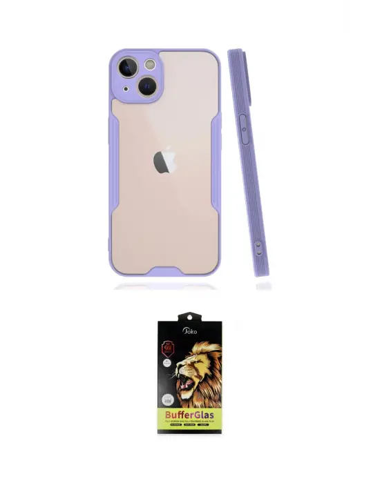 ieg™ iPhone 14 Kılıf Atlas Asil Serisi - Siyah Buffer Cam Ekran Koruyucu