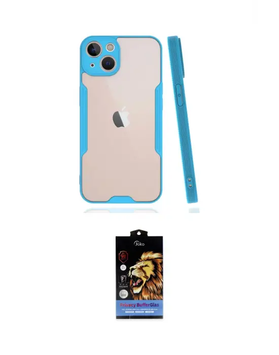 ieg™ iPhone 14 Kılıf Atlas Asil Serisi - Siyah Buffer Hayalet Cam Ekran Koruyucu