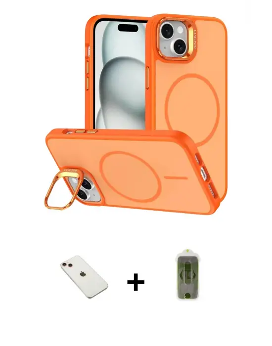 ieg™ iPhone 14 Kılıf Çekirdek Klasik - Siyah Joko Magic 5D Hayalet Cam + Diamond Kamera Lens - KI
