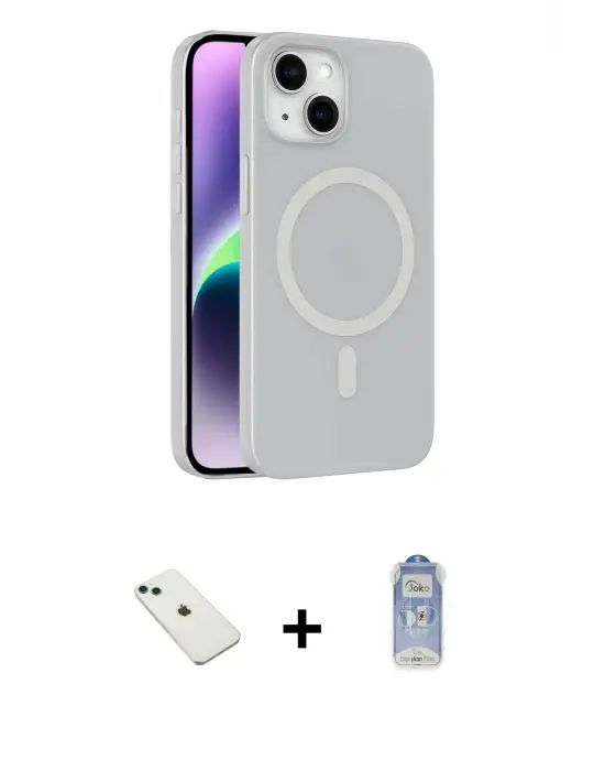 ieg™ iPhone 14 Kılıf Çekirdek Modern Prime - Siyah Joko Magic 5D Cam + Diamond Kamera Lens - YL