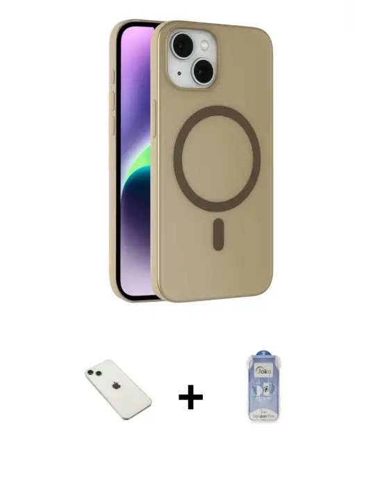 ieg™ iPhone 14 Kılıf Çekirdek Modern Prime - Siyah Joko Magic 5D Cam + Diamond Kamera Lens - YL