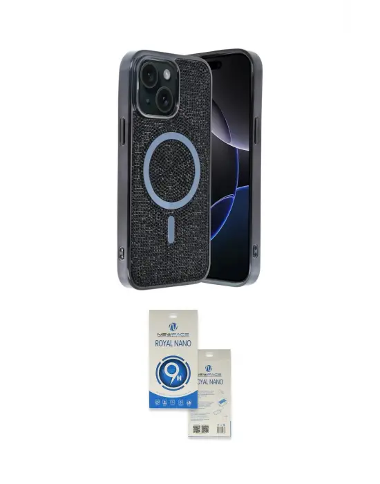 ieg™ iPhone 14 Kılıf Eksen Çizgi - Şeffaf Royal Nano Ekran Koruyucu