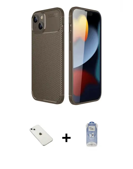 ieg™ iPhone 14 Kılıf Eksen Form Prime - Siyah Joko Magic 5D Cam + Diamond Kamera Lens - SABE