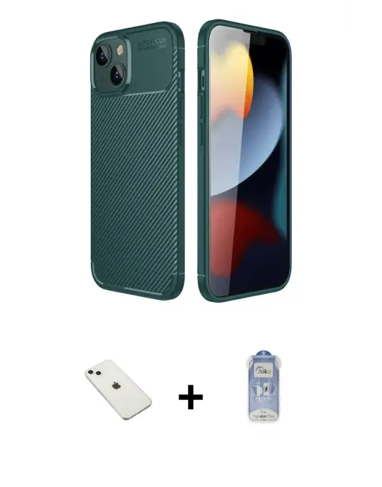 ieg™ iPhone 14 Kılıf Eksen Form Prime - Siyah Joko Magic 5D Cam + Diamond Kamera Lens - SABE