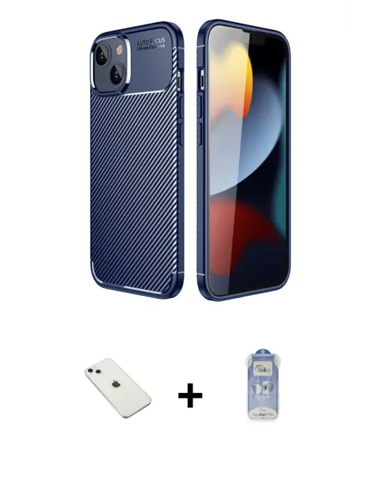 ieg™ iPhone 14 Kılıf Eksen Form Prime - Siyah Joko Magic 5D Cam + Diamond Kamera Lens - SABE