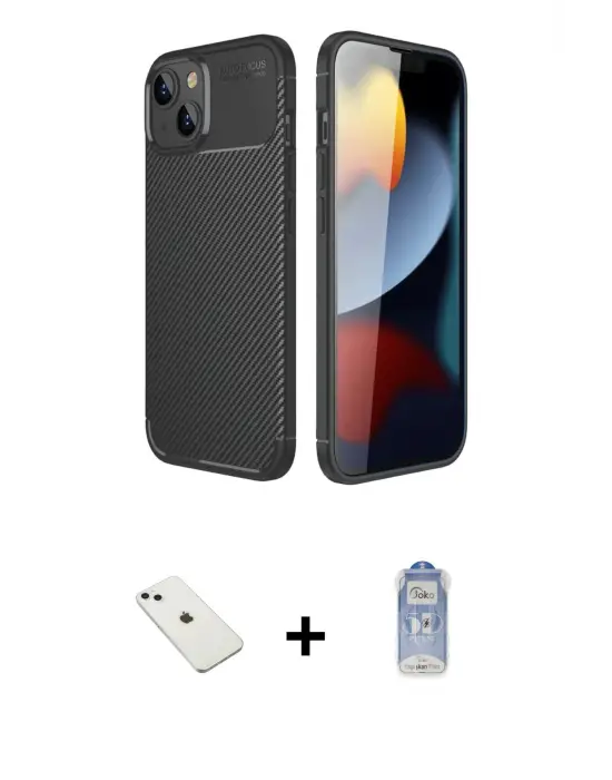 ieg™ iPhone 14 Kılıf Eksen Form Prime - Siyah Joko Magic 5D Cam + Diamond Kamera Lens - SABE