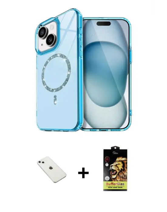 ieg™ iPhone 14 Kılıf Kıvılcım Form Prime - Siyah Buffer Cam Ekran Koruyucu + Diamond Kamera Lens - SABE