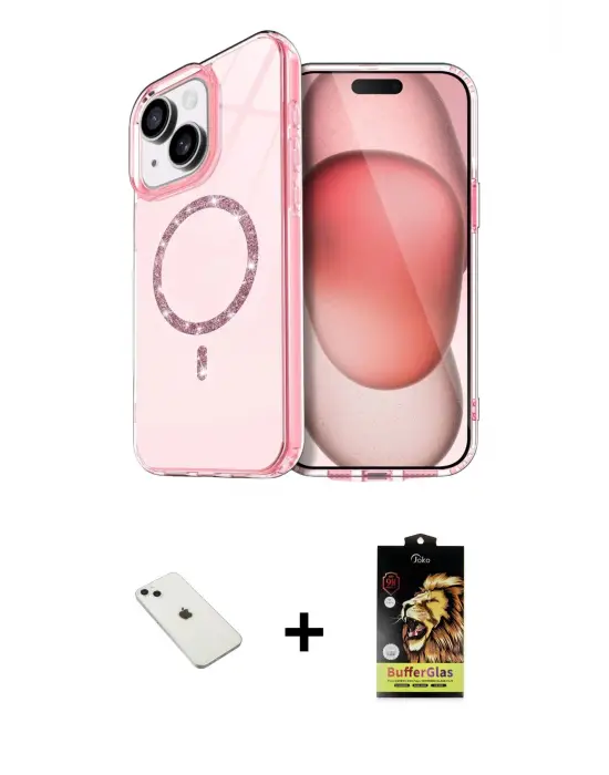 ieg™ iPhone 14 Kılıf Kıvılcım Form Prime - Siyah Buffer Cam Ekran Koruyucu + Diamond Kamera Lens - SABE