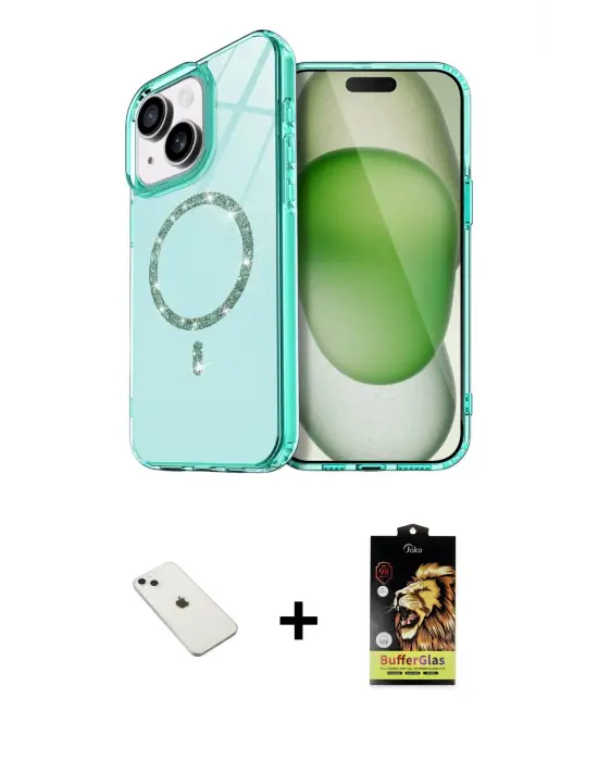 ieg™ iPhone 14 Kılıf Kıvılcım Form Prime - Siyah Buffer Cam Ekran Koruyucu + Diamond Kamera Lens - SABE
