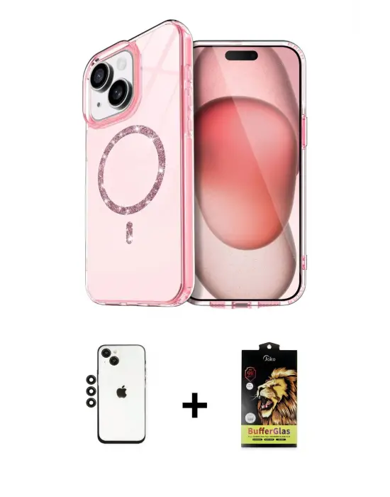 ieg™ iPhone 14 Kılıf Kıvılcım Form Prime - Siyah Buffer Cam Ekran Koruyucu + Shine Kamera Lens - SH
