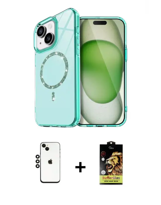 ieg™ iPhone 14 Kılıf Kıvılcım Form Prime - Siyah Buffer Cam Ekran Koruyucu + Shine Kamera Lens - SH