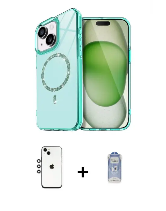 ieg™ iPhone 14 Kılıf Kıvılcım Form Prime - Siyah Joko Magic 5D Cam + Shine Kamera Lens - GS