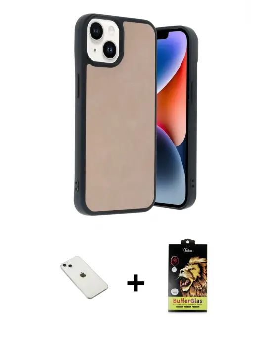 ieg™ iPhone 14 Kılıf Kıvılcım Işık Serisi - Siyah Buffer Cam Ekran Koruyucu + Diamond Kamera Lens - SABE