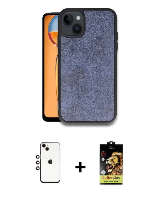 ieg™ iPhone 14 Kılıf Kıvılcım Işık Serisi - Siyah Buffer Cam Ekran Koruyucu + Shine Kamera Lens - GI